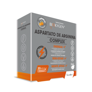 Biokygen Aspartato Arginina Complex 20 amp (Sabor Laranja) - Fharmonat