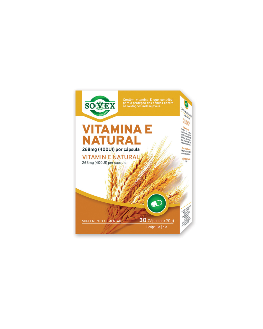 Vitamina E Natural 268mg(400ui) 30 cáps - Sovex